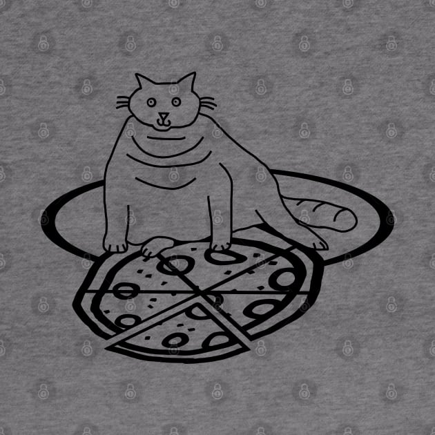 Cute Cat and Pizza Outline by ellenhenryart